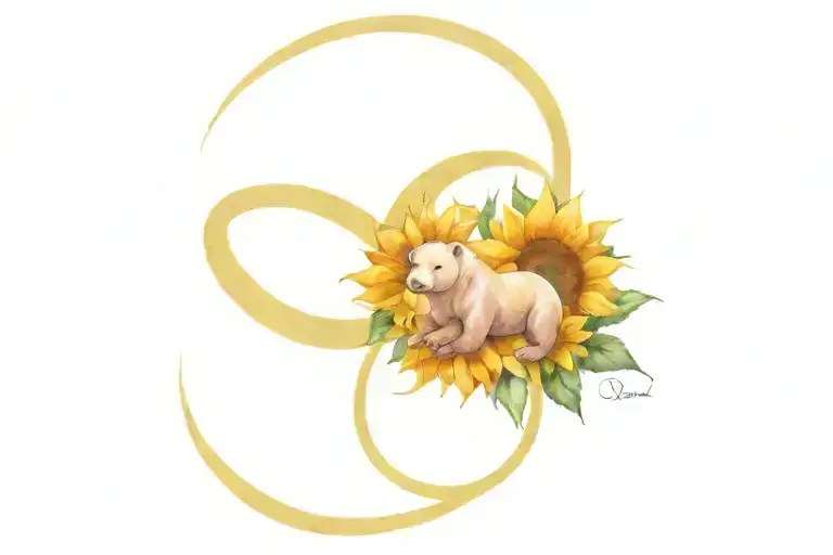 Infinity Symbol With Bear And Sunflower And Lobster