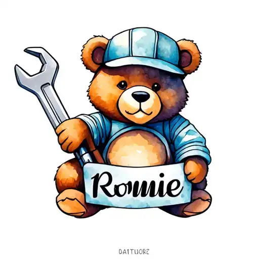 Small Bear With Spanner Tool And Name Ronnie