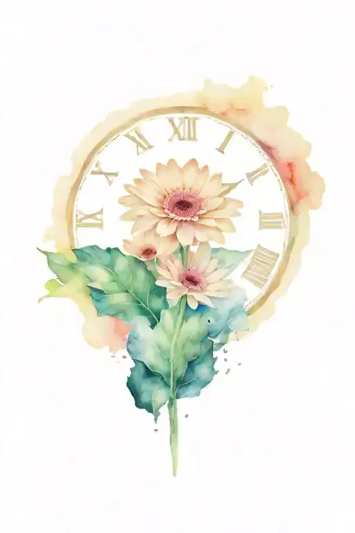 Gerbera Daisy With Clock Face Inside