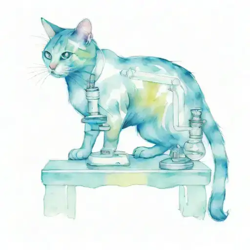 Cat In A Lab Coat Looking At A Microscope