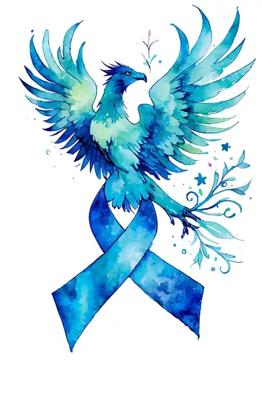 Phoenix Rising From Breast Cancer Ribbon