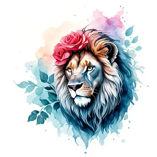 Lion Protecting A Thorny Rose