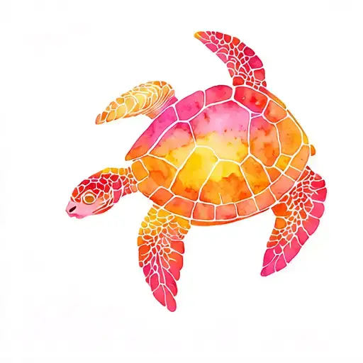 Sea Turtle And Mermaid Tail Beach Sunset