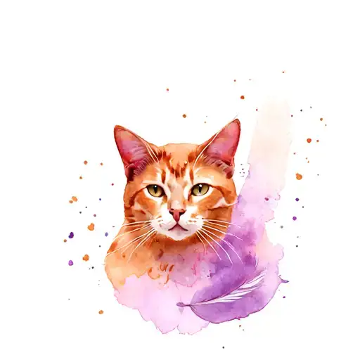 Cat Imprint With A Feather