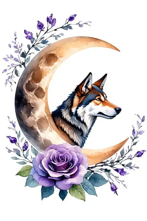 Moon With Big Wolf Roses Amethyst