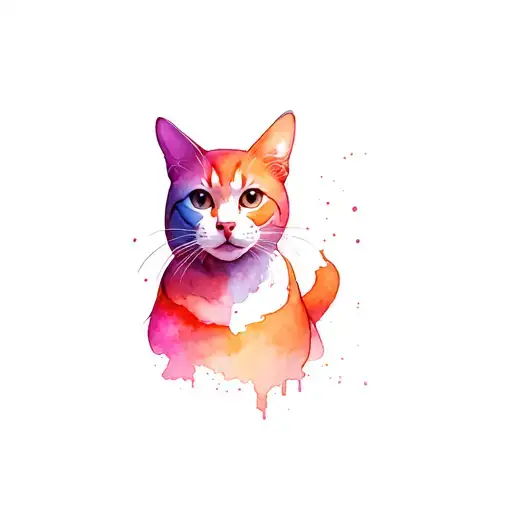 Cat Fine Line Tattoo Design Featuring