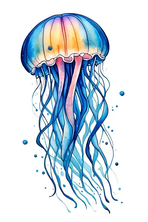 Long Jelly Fish Swimming Upstream