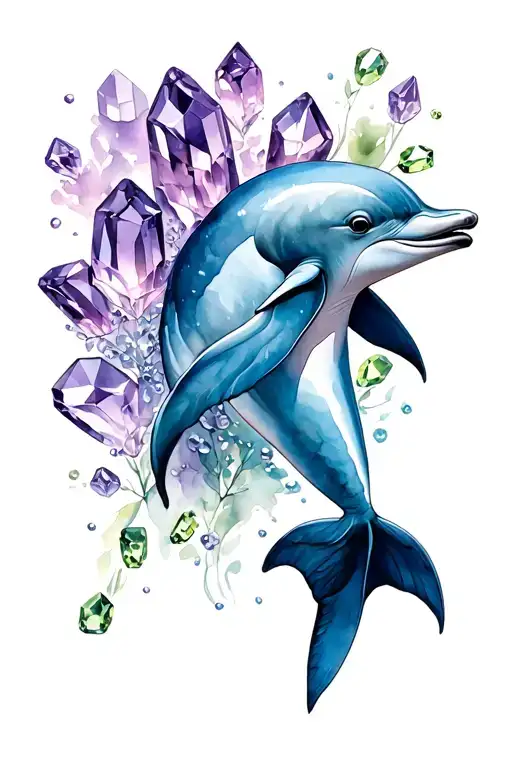 Dolphin Amethyst & Peridot Birth Stones Combined