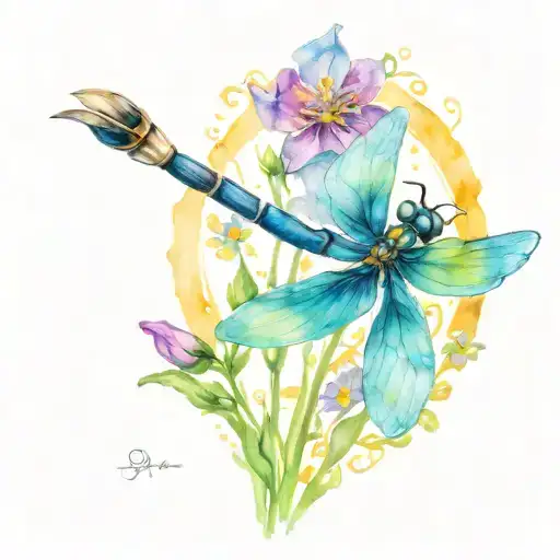 Emperor Dragon Fly Flying Around Buttercups