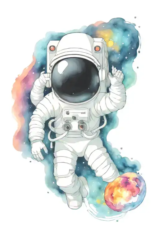 Astronaut In Bright Galaxy Getting Sucked Into Black Hole