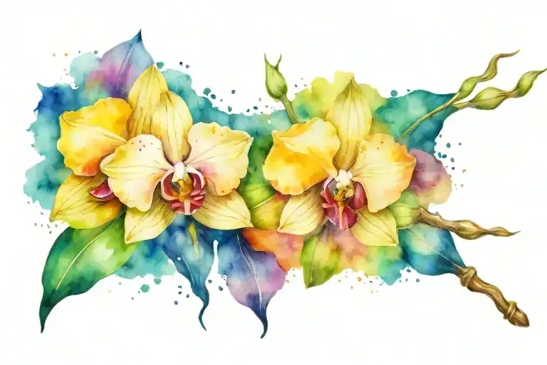 Harry Potter Magical Wand With Colorful Orchid Flowers Intertwined