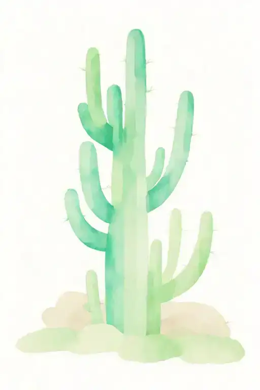 Regtangle Cactus Desert Landscape Filled Geometric Pattern Resembling