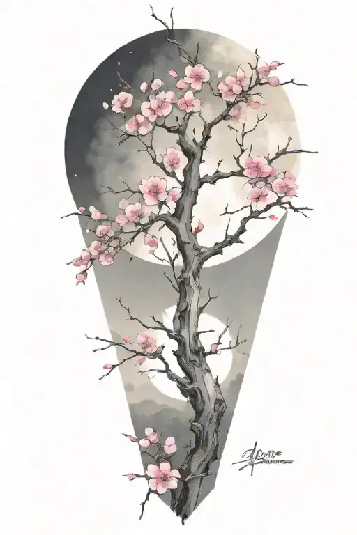 Trash Polka Sakura Branch In Moonlight
