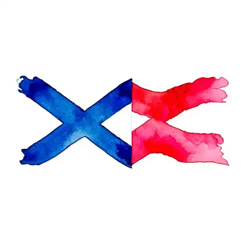 Northumberland And Scottish Flag Intertwined