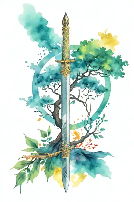 Tree Of Life And Katana Sword