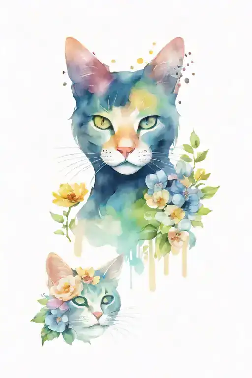 A Scary Cat Laying Next To A Nice Cats Surrounded By Flowers