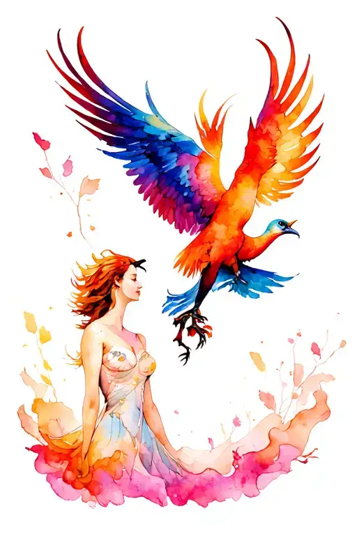 Phoenix Flying Left Profile And The Body Surrounding