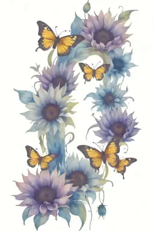 Sunflowers Butterflies Dragon Flies