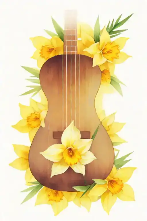 Guitar Strings Pine Trees Daffodils