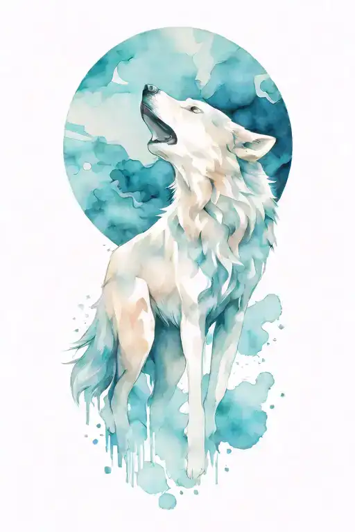 Abstract Howling Wolf In Old Blues Art Style