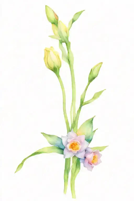 Narcissus And Rose Bouquet Tied