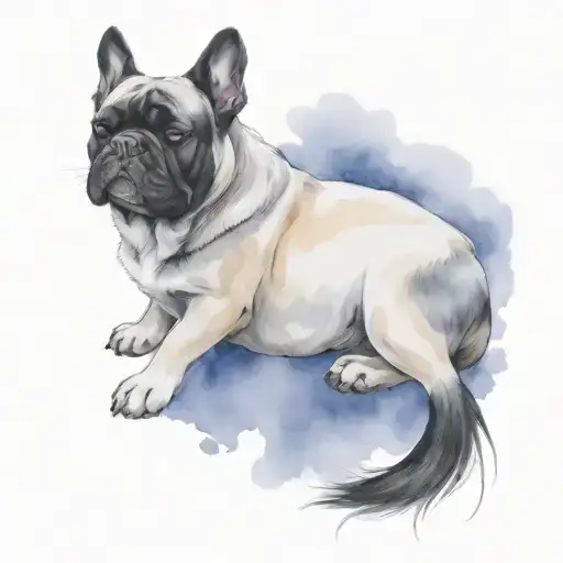 French Buldog White And Black Sleeping On The Hummer