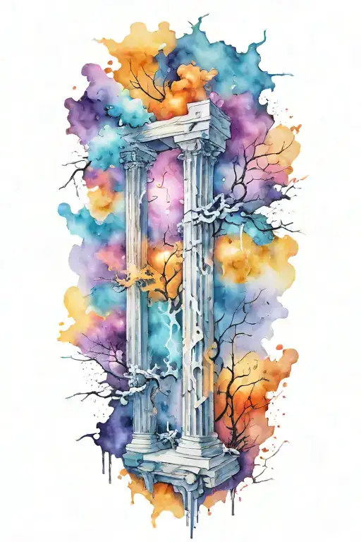 Realistic Pillars Or Creation Tattoo