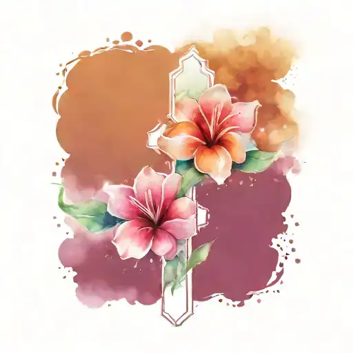 Shinning Cross And Flower