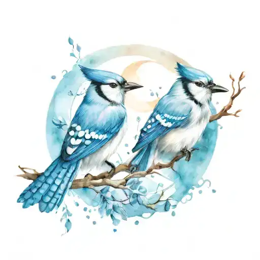 Blue Jay Yin Yang Symbol