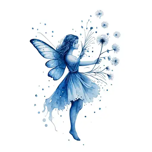 Fairy Holding A Dandelions Blowing