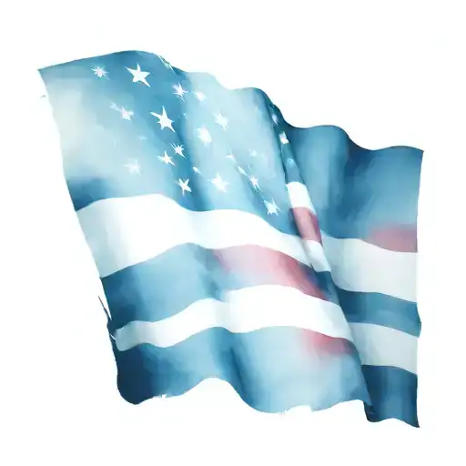 American Flag Black And White With Red And Blue Watercolor Splashes