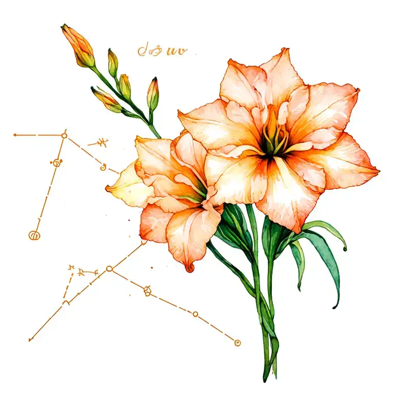 Gladiolus Flower With Leo Constellation