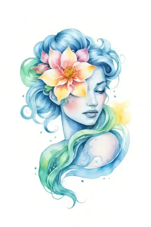 Goddess And Flower For Cancer Zodiac Sign
