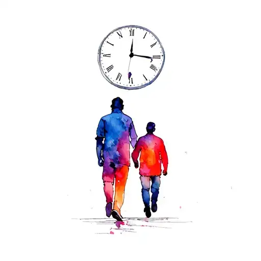 Clock And Men Walking
