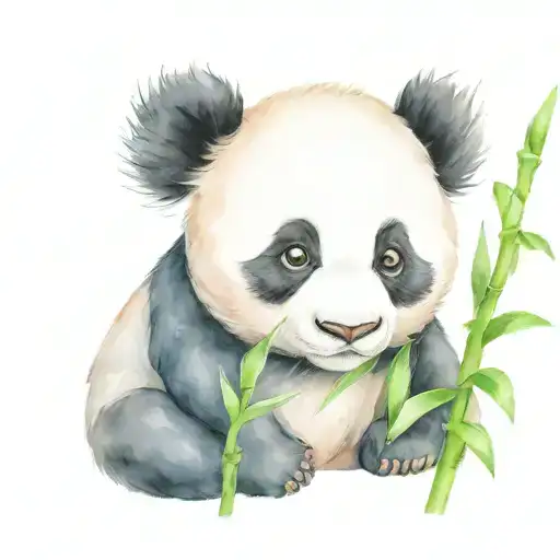 Baby Panda Eating Bamboo