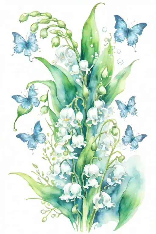 Lily Of The Valley And Butterflies