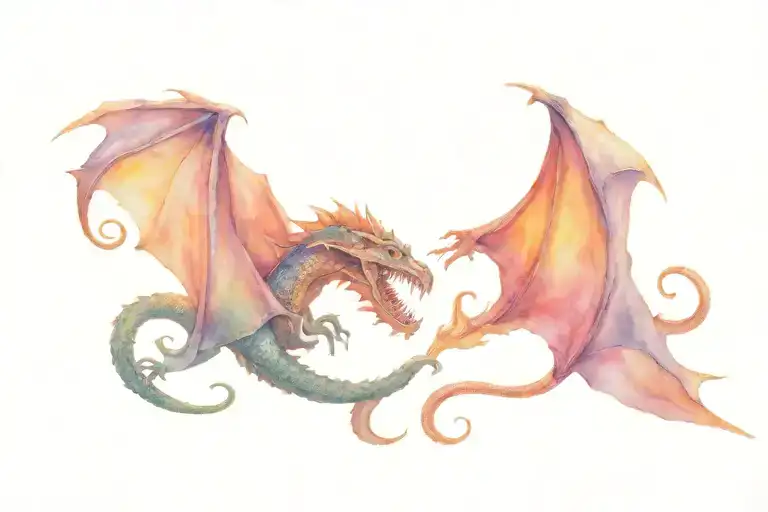 Kraken Facing A Dragon Breathing Fire