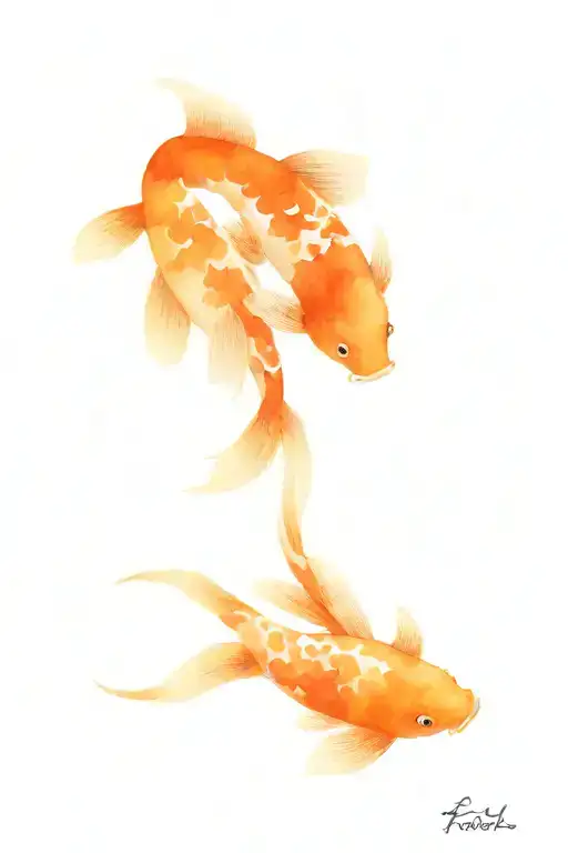 Koi Fish Swimming Upstream Minimalist