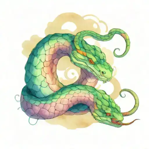 Viper Snake Coiled With Mirror Behind It Showing Its Wounded Back