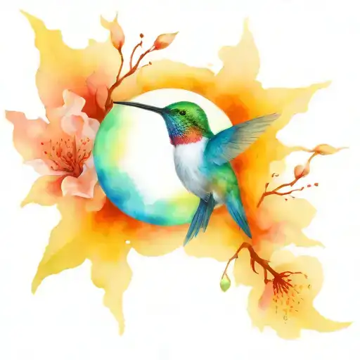 Cherry Blossom Hummingbird Surrounded