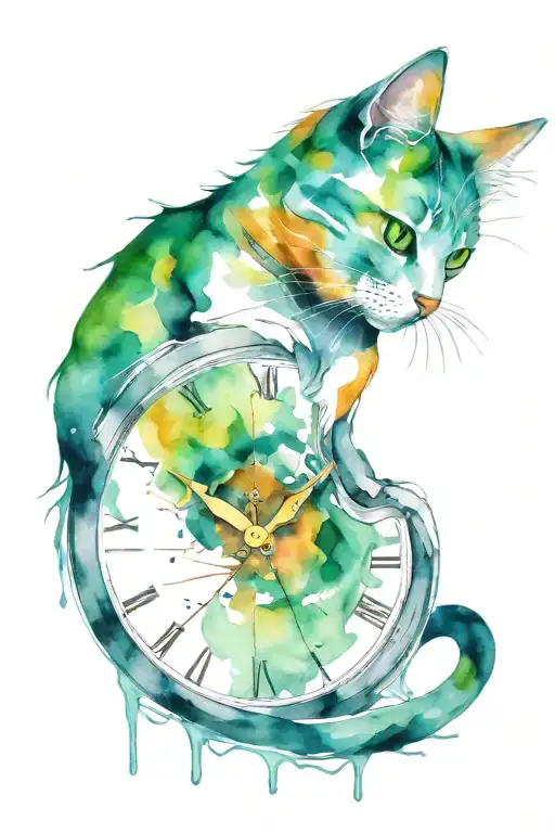 Broken Watch Cat With Green Eyes