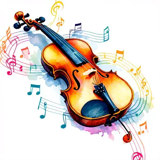 Violin Surrounded By Music Notes