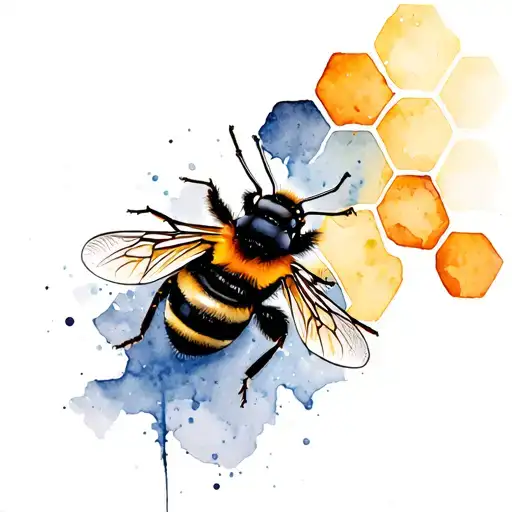 Bumblebee And Honeycomb In Dark Space