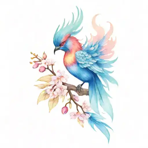 Phoenix And Cherry Blossoms