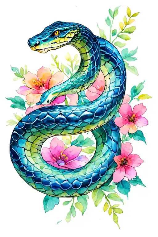Snake And Flowers