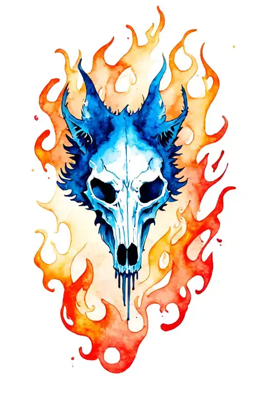 Wolf Skull Blue Flames
