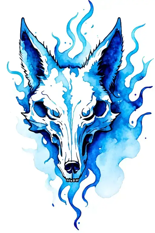 Wolf Skull Blue Flames