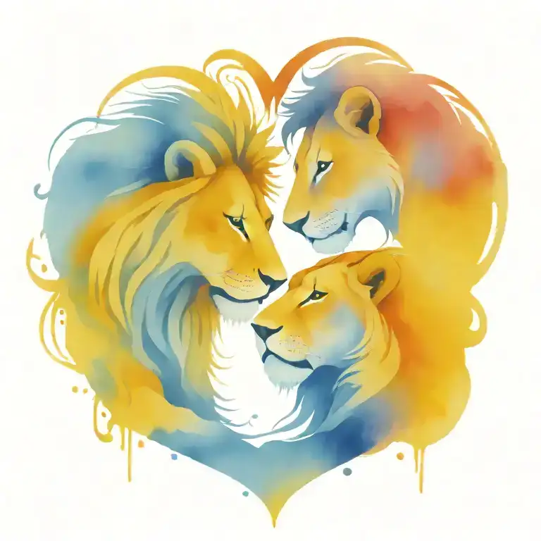 2 Lions Making Love Heart