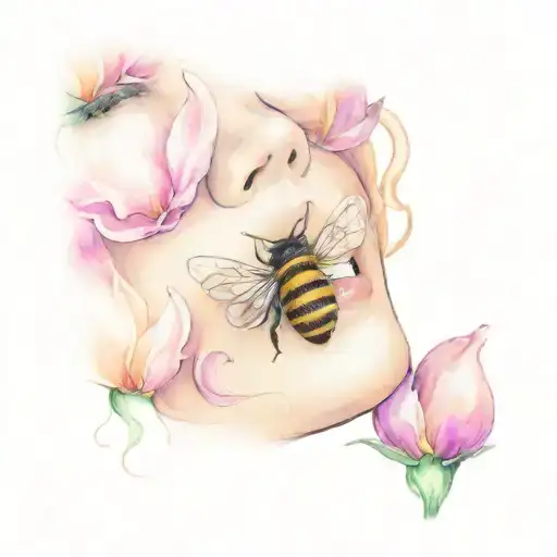 Bee In A Woman's Mouth