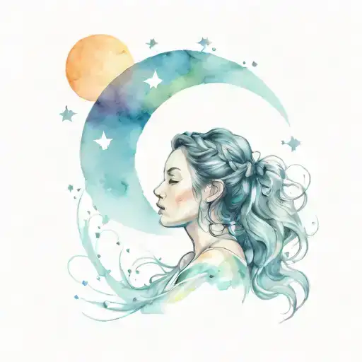 Picture Of A Girl Intertwined With Moon